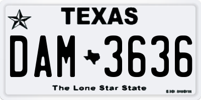 TX license plate DAM3636