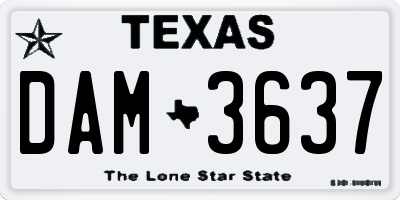 TX license plate DAM3637