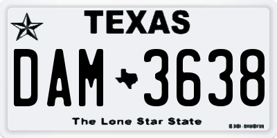 TX license plate DAM3638