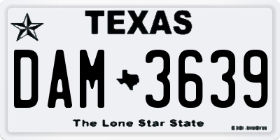 TX license plate DAM3639