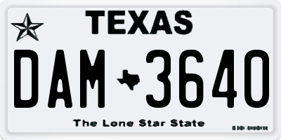 TX license plate DAM3640
