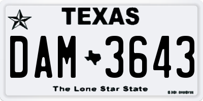 TX license plate DAM3643