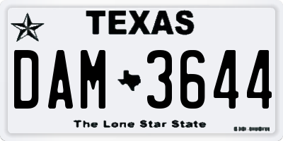 TX license plate DAM3644