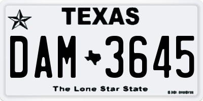 TX license plate DAM3645