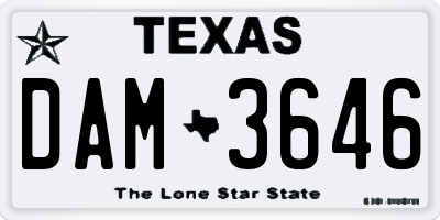 TX license plate DAM3646