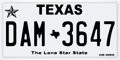 TX license plate DAM3647