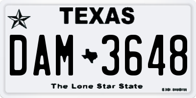 TX license plate DAM3648