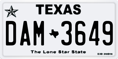 TX license plate DAM3649
