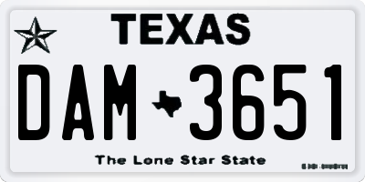 TX license plate DAM3651