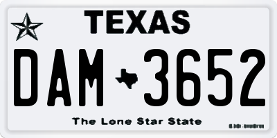 TX license plate DAM3652