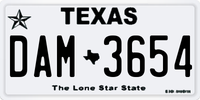 TX license plate DAM3654