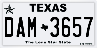 TX license plate DAM3657