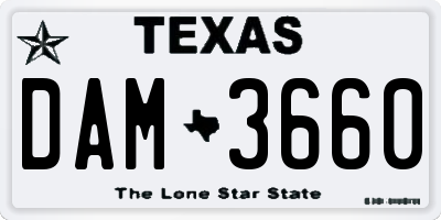 TX license plate DAM3660