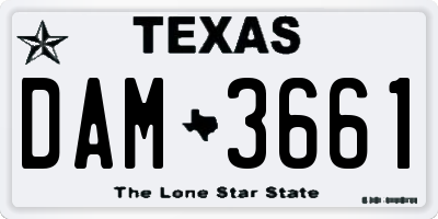 TX license plate DAM3661