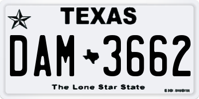 TX license plate DAM3662