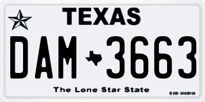 TX license plate DAM3663