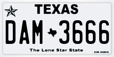 TX license plate DAM3666