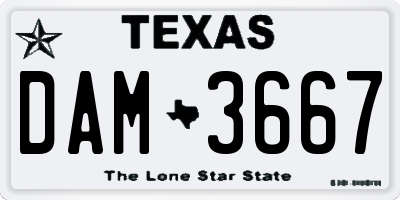 TX license plate DAM3667