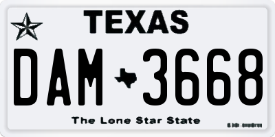 TX license plate DAM3668
