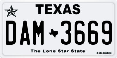 TX license plate DAM3669