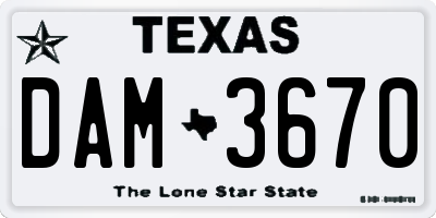 TX license plate DAM3670