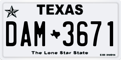TX license plate DAM3671