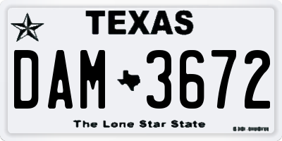 TX license plate DAM3672