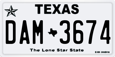 TX license plate DAM3674