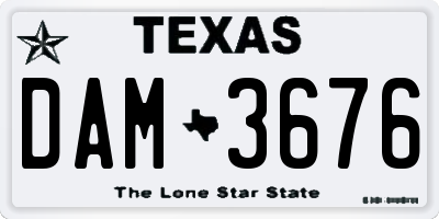 TX license plate DAM3676