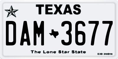TX license plate DAM3677