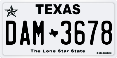 TX license plate DAM3678