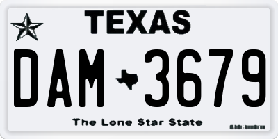 TX license plate DAM3679