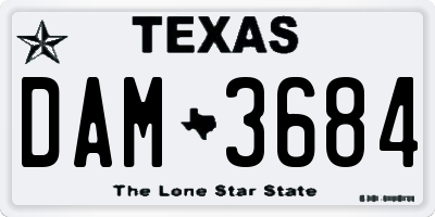 TX license plate DAM3684