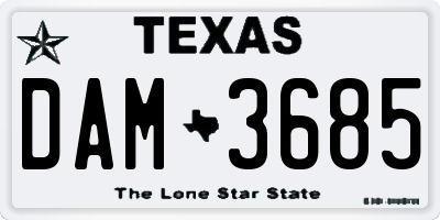 TX license plate DAM3685