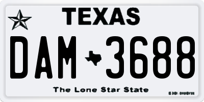 TX license plate DAM3688