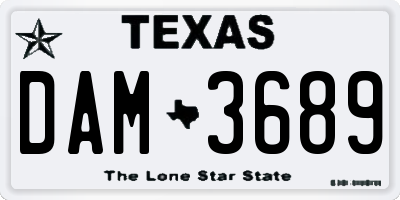 TX license plate DAM3689
