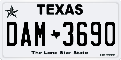 TX license plate DAM3690