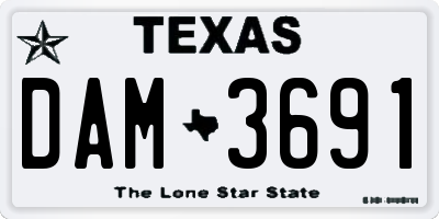 TX license plate DAM3691