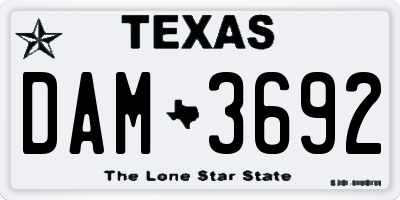 TX license plate DAM3692