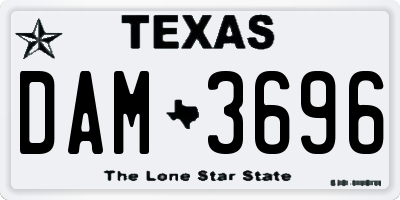 TX license plate DAM3696
