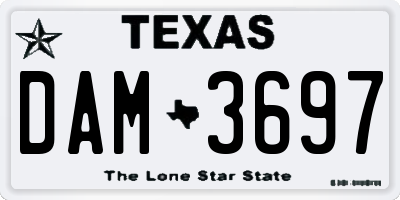 TX license plate DAM3697