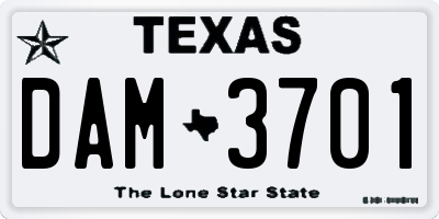 TX license plate DAM3701
