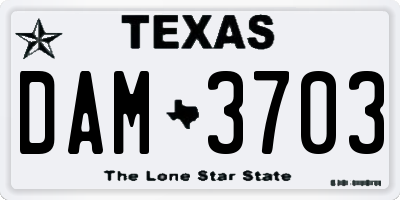 TX license plate DAM3703