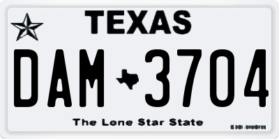 TX license plate DAM3704