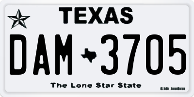 TX license plate DAM3705