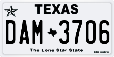 TX license plate DAM3706