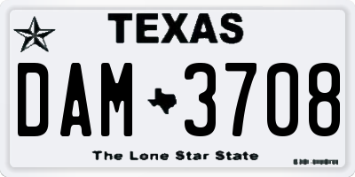 TX license plate DAM3708
