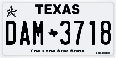 TX license plate DAM3718