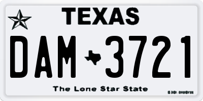 TX license plate DAM3721