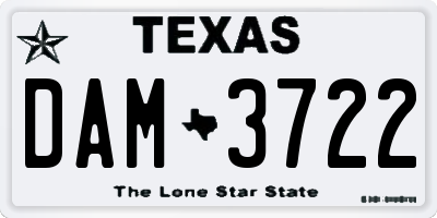 TX license plate DAM3722